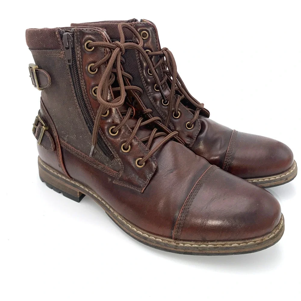 Sonoma Boots Mens Size 10.5 W Brown Leather Buckles Vitalize Ortholite